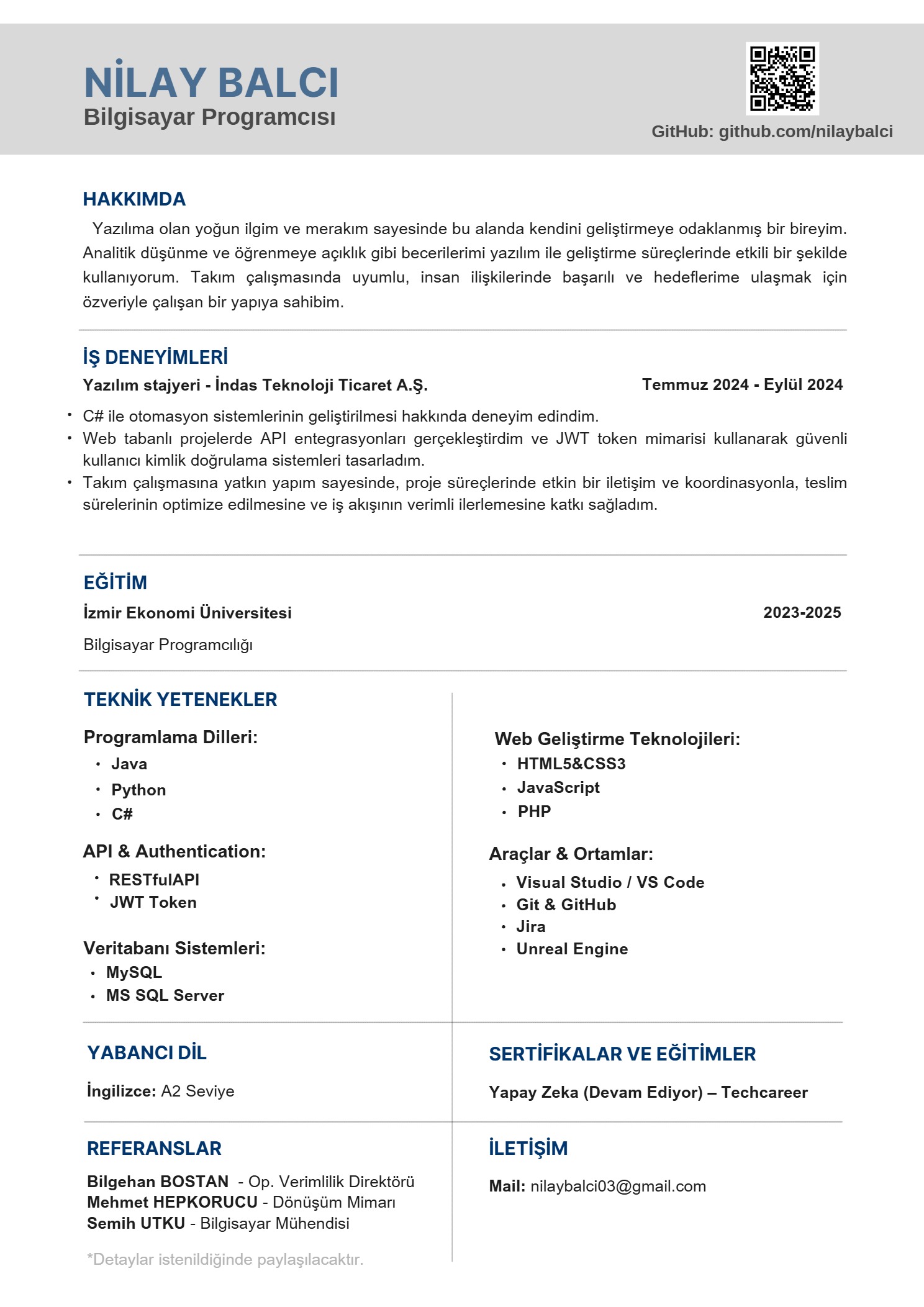 Nilay Balcı CV önizlemesi